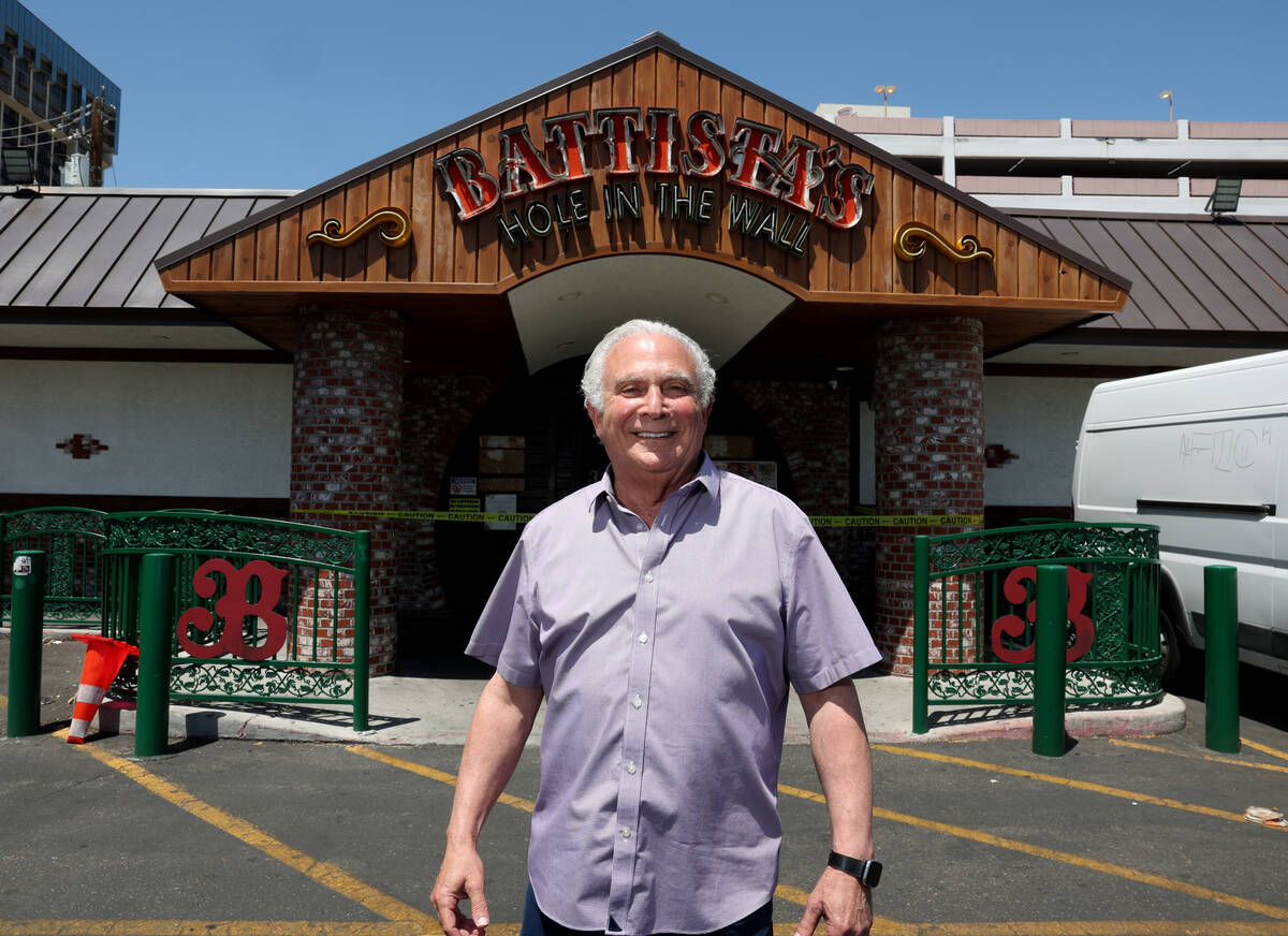 Owner Randy Markin poses outside Battista's Hole in the Wall in Las Vegas Friday, June 6, 2025. ...