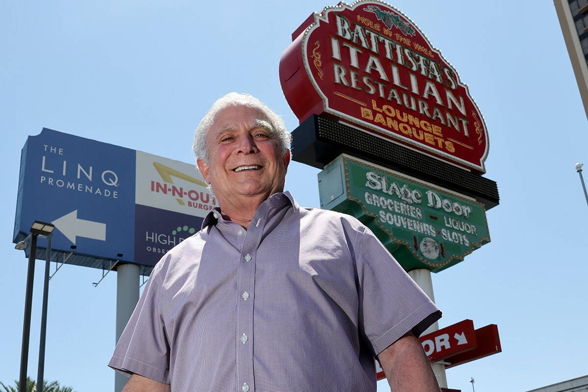 Owner Randy Markin poses outside Battista's Hole in the Wall in Las Vegas Friday, June 6, 2025. ...