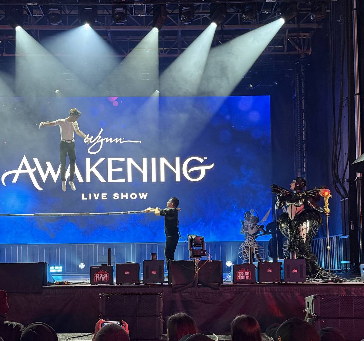 The cast of "Awakening" is shown at the Formula One Las Vegas Grand Prix Heineken Stage at East ...