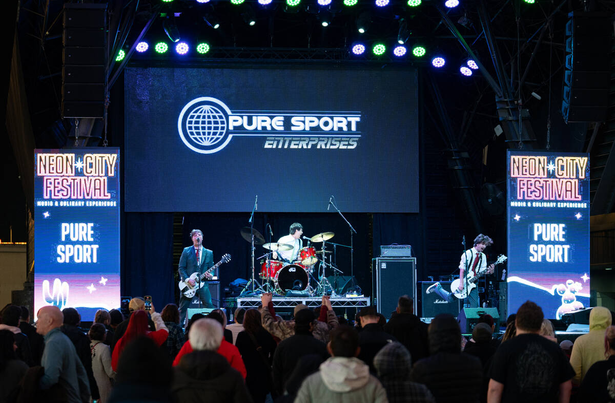 Pure Sport preforms on the First Street stage during the Neon City Music Festival on Fremont St ...