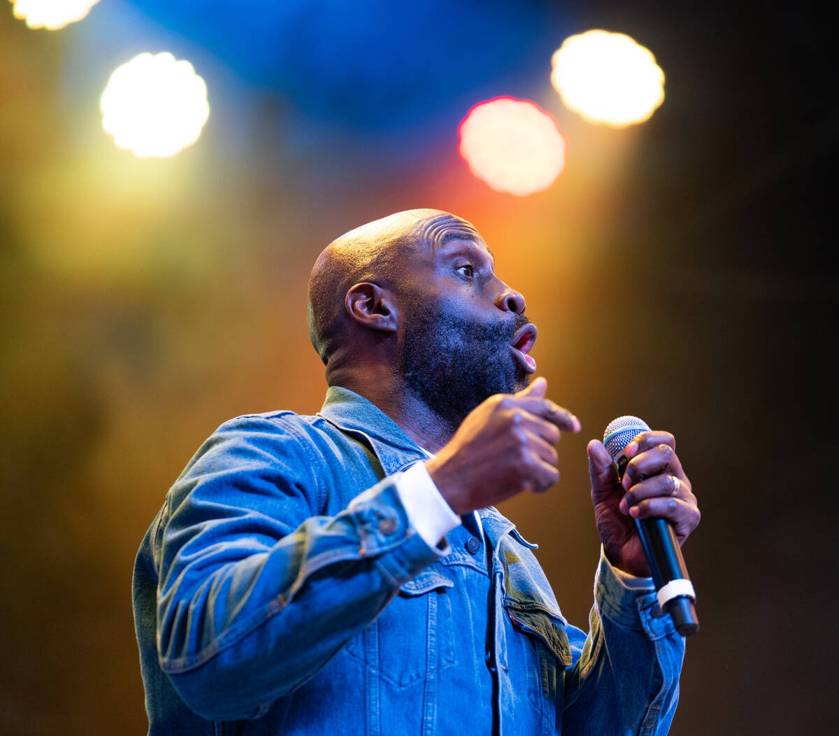 Kelvin Mercer of De La Soul preforms on the Third Street stage during the Neon City Music Festi ...