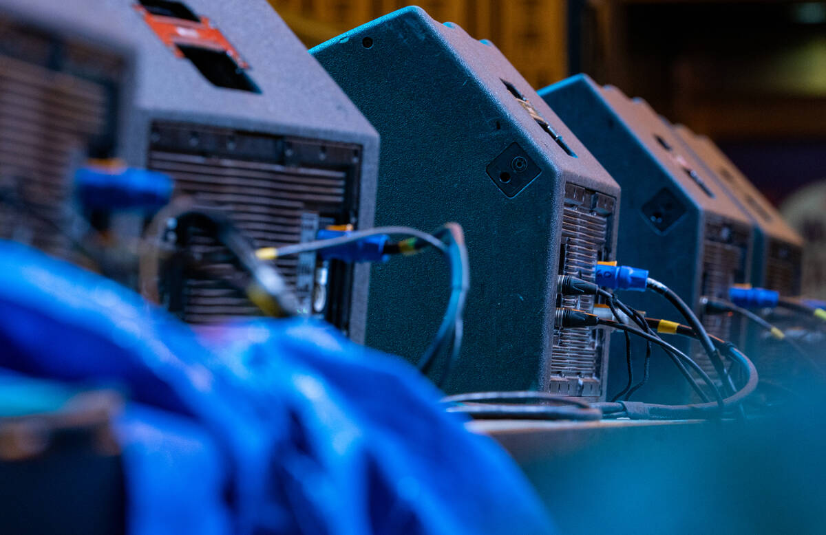 The amp system at theThird Street stage during the Neon City Music Festival on Fremont Street F ...