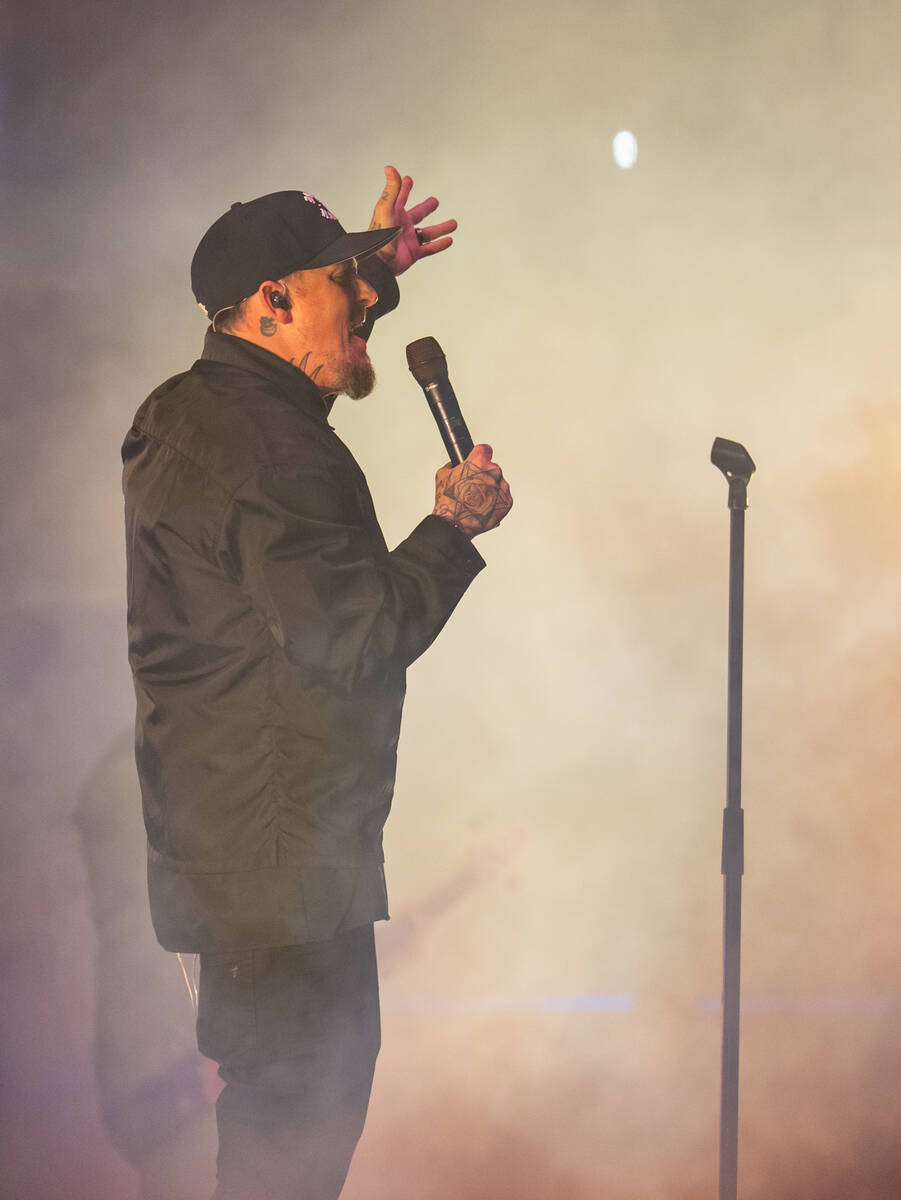Joel Madden of Good Charlotte preforms during the Neon City Music Festival at the Downtown Las ...