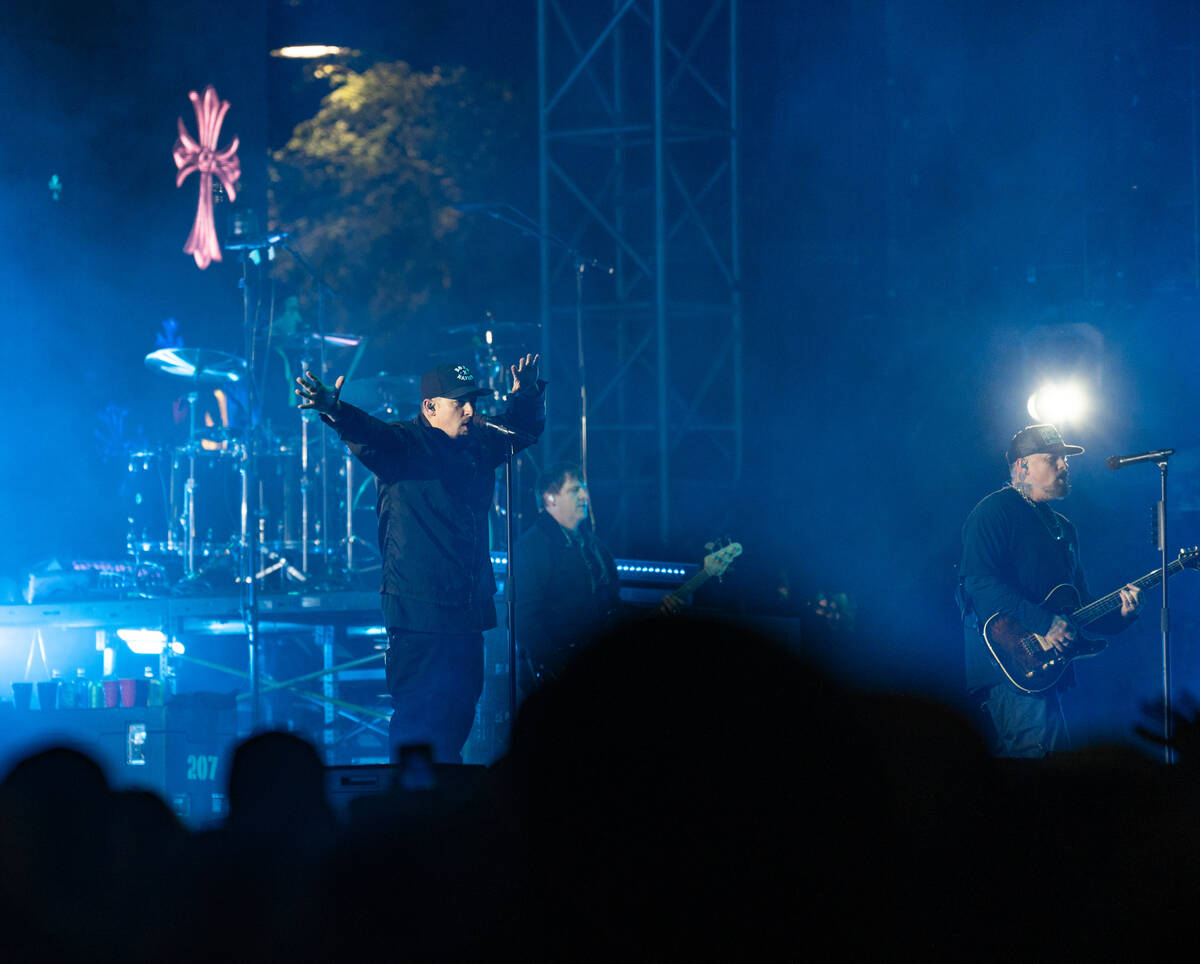Joel Madden of Good Charlotte preforms during the Neon City Music Festival at the Downtown Las ...