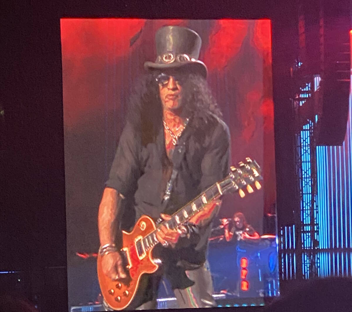 Guns N' Roses plays Allegiant Stadium on Friday, Aug. 27, 2021. (John Katsilometes/Las Vegas Re ...