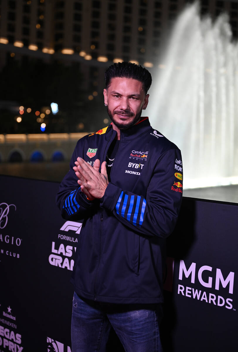 DJ Pauly D arrives at Bellagio Fountain Club during the Formula 1 Las Vegas Grand Prix on Novem ...