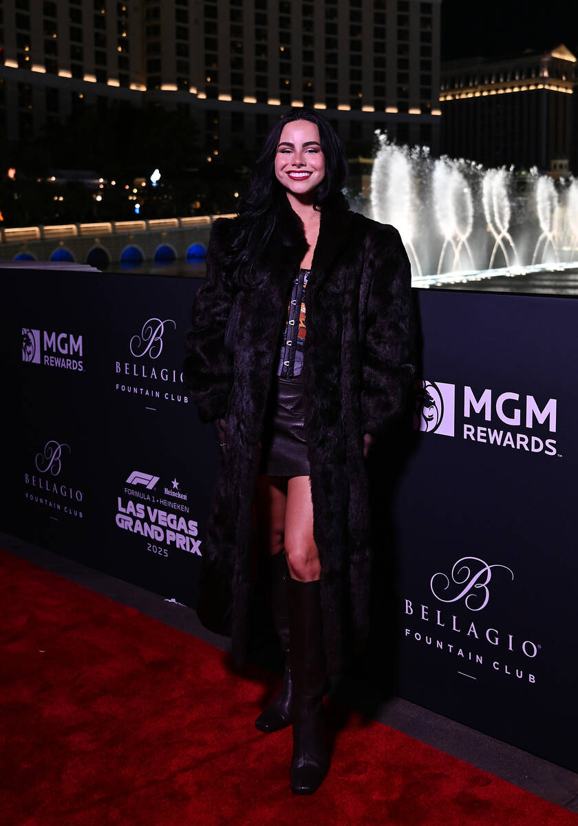 Sofia Elizabeth arrives at Bellagio Fountain Club during the Formula 1 Las Vegas Grand Prix on ...
