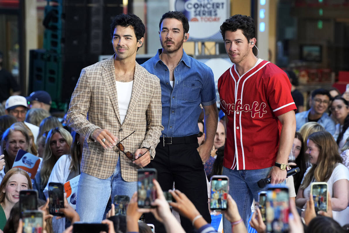 Joe Jonas, from left, Kevin Jonas and Nick Jonas from the Jonas Brothers appear on NBC's T ...