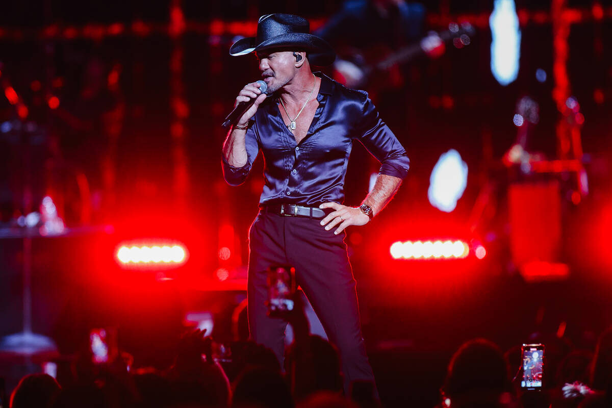 Tim McGraw performs during night two of the iHeartRadio Music Festival at T-Mobile Arena Saturd ...