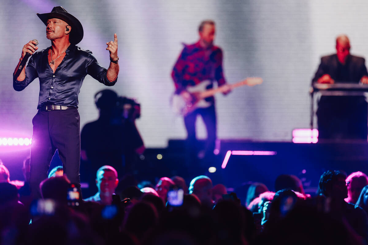Tim McGraw performs during night two of the iHeartRadio Music Festival at T-Mobile Arena Saturd ...