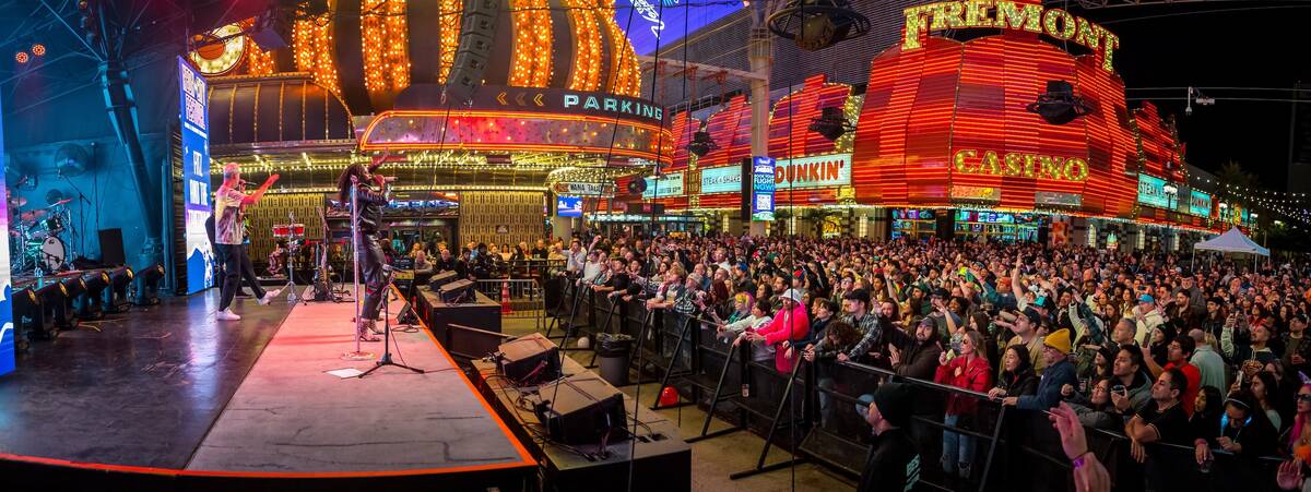 Fitz and the Tantrums are shown at 3rd Street Stage at the closing night of Neon City Festival ...