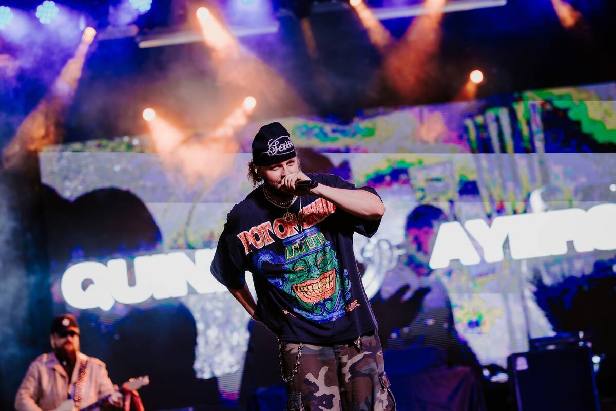 Quinn Ayers is shown on Main Street Stage at the closing night of Neon City Festival on Sunday, ...
