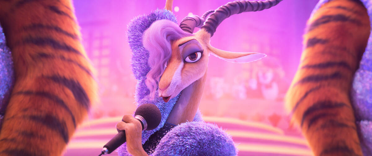 This image released by Disney shows the animated character Gazelle, voiced by Shakira, in a sce ...