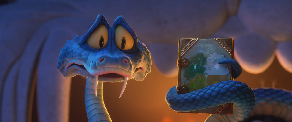 This image released by Disney shows Gary De'Snake, voiced by Ke Huy Quan, in a scene from ...