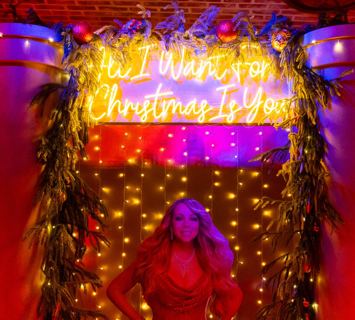 Photo opportunities are set up for guests inside The Mariah Carey Holiday Bar pop-up at On the ...