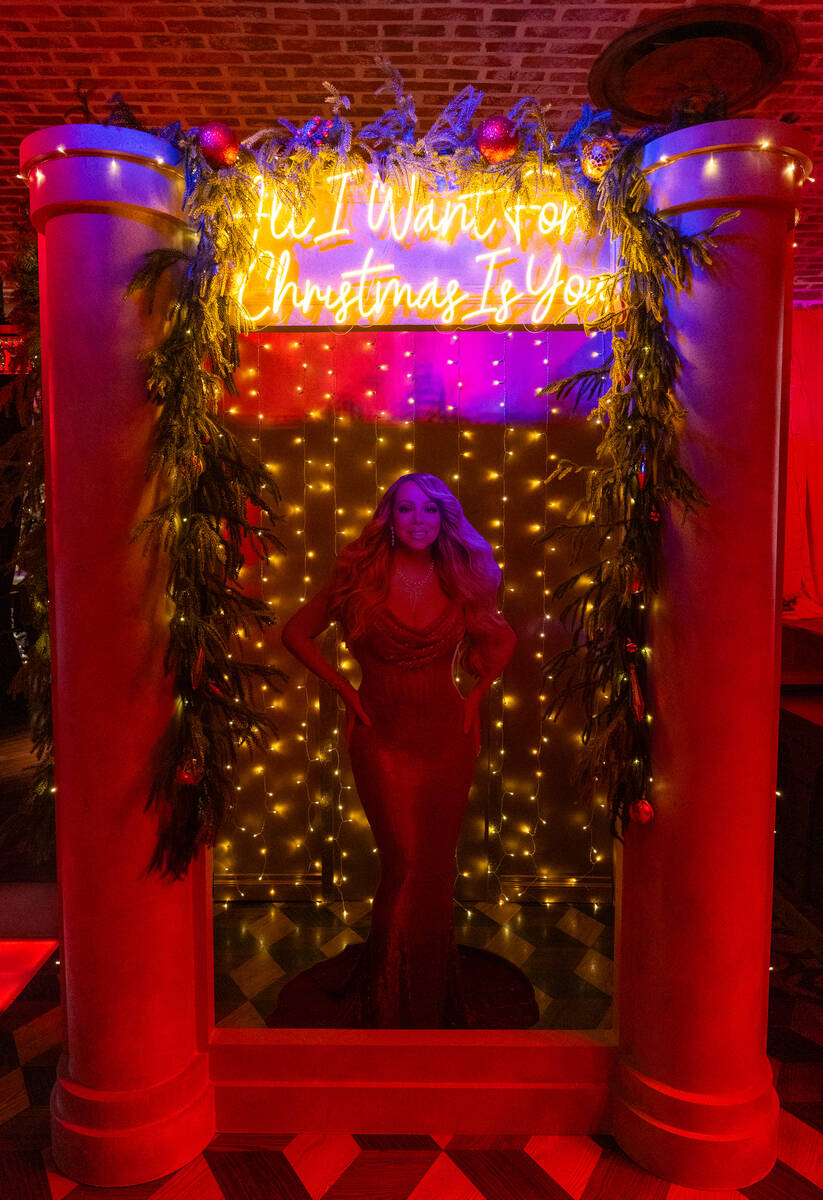 Photo opportunities are set up for guests inside The Mariah Carey Holiday Bar pop-up at On the ...