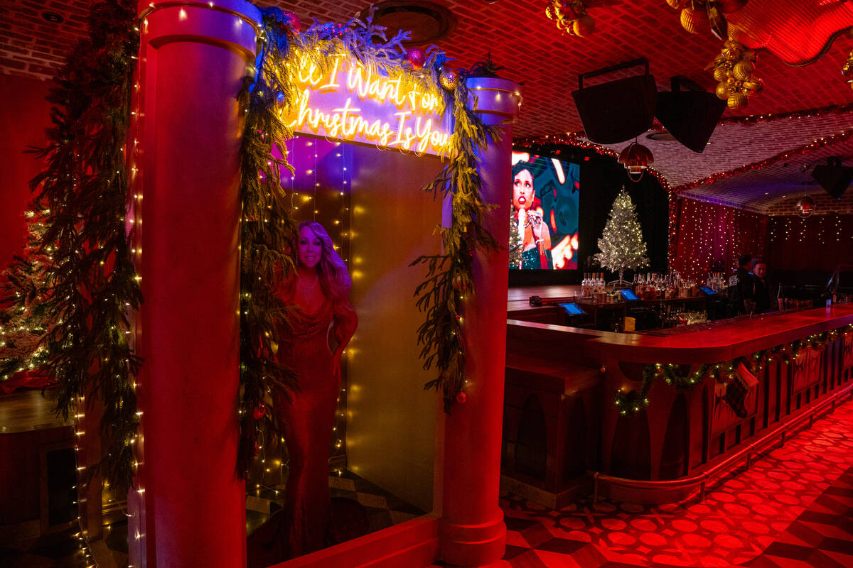 Photo opportunities are set up for guests inside The Mariah Carey Holiday Bar pop-up at On the ...