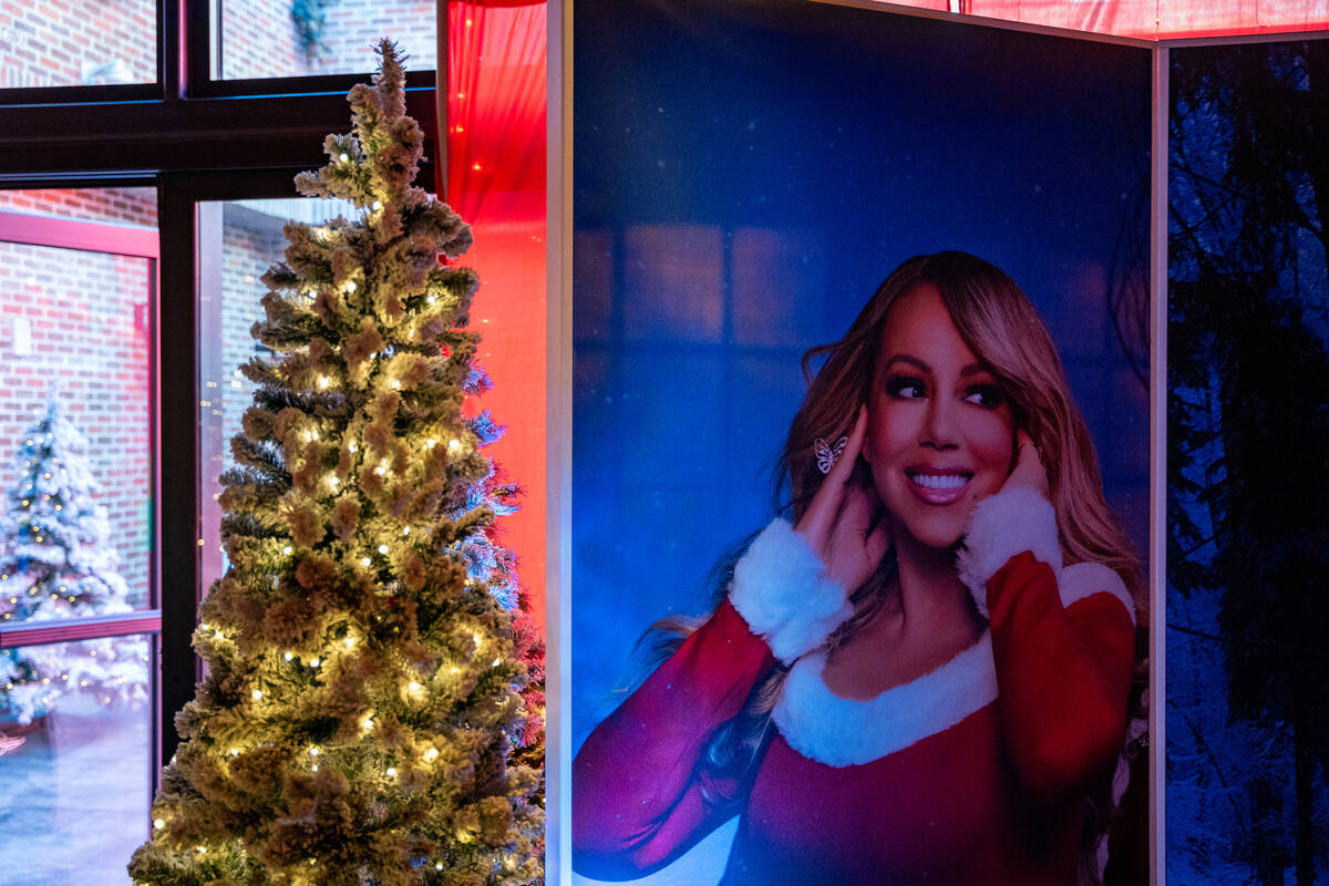 Photo opportunities are set up for guests inside The Mariah Carey Holiday Bar pop-up at On the ...