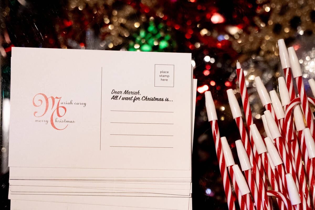 Guests can write letters to Mariah using candy cane pens inside The Mariah Carey Holiday Bar po ...