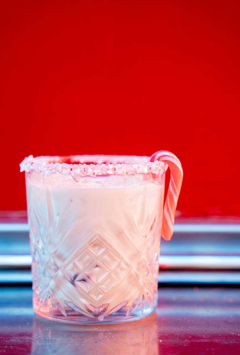 Mariah’s Sleigh Ride, a signature drink at The Mariah Carey Holiday Bar pop-up, is seen ...