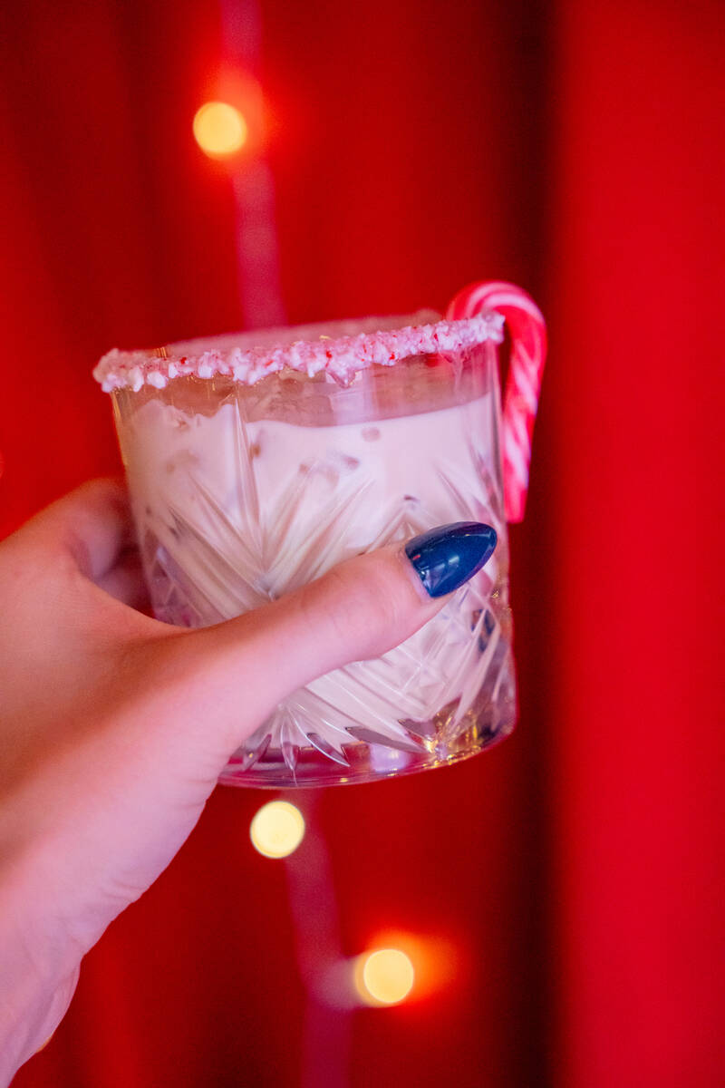 Mariah’s Sleigh Ride, a signature drink at The Mariah Carey Holiday Bar pop-up, is seen ...