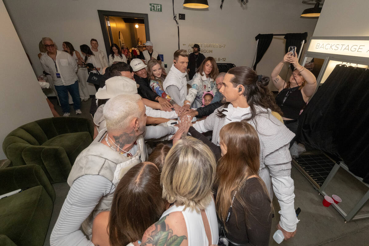 The Backstreet Boys are shown backstage just before taking the stage at Sphere during opening w ...