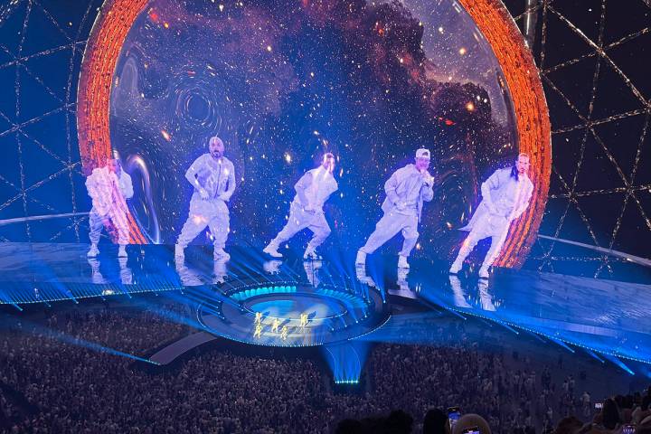 A scene from opening night of Backstreet Boys' "Into The Millennium" at Sphere on Friday, July ...