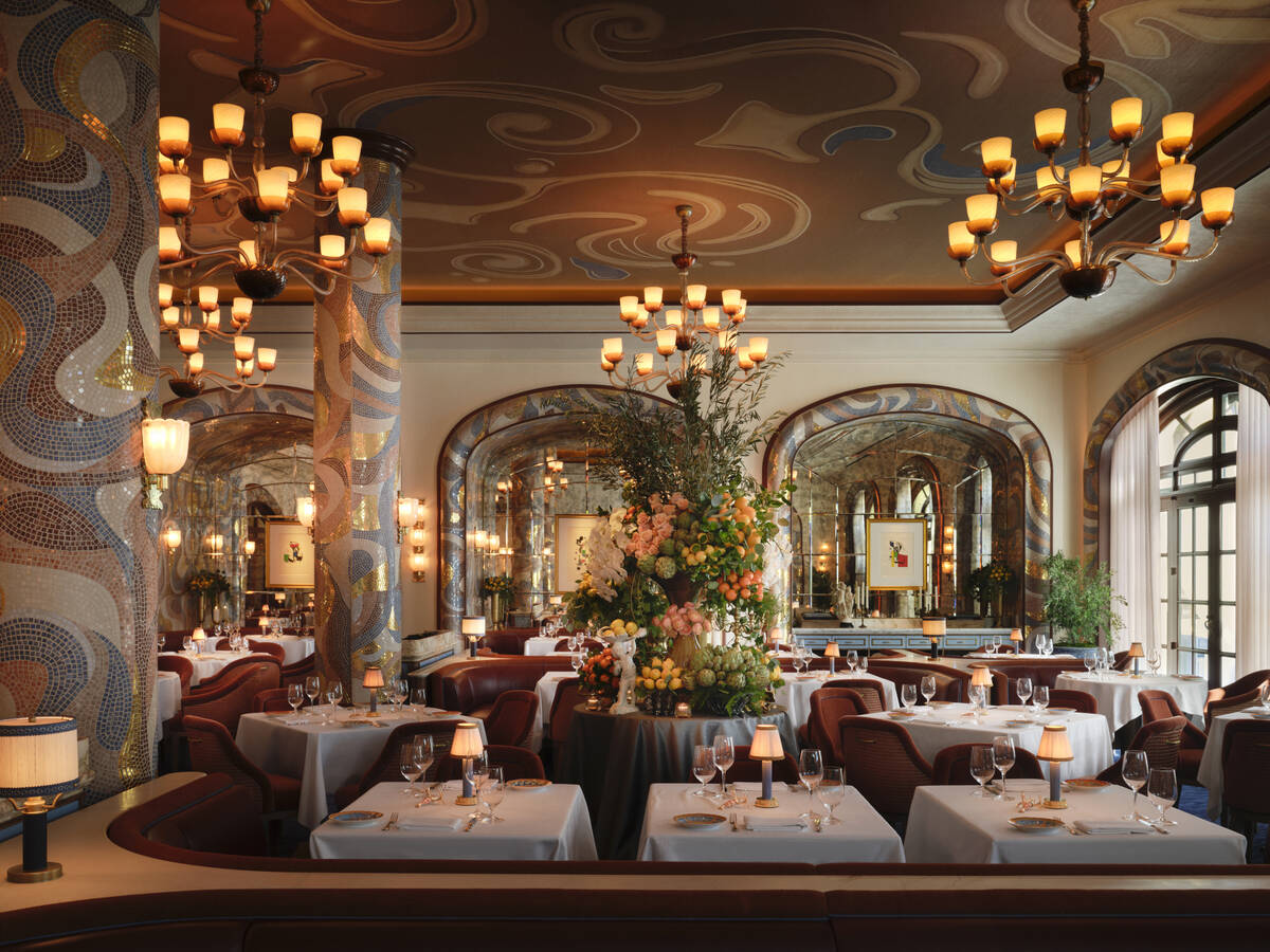 The dining room at Carbone Riviera, which opened in November 2025 on the shores of the Bellagio ...