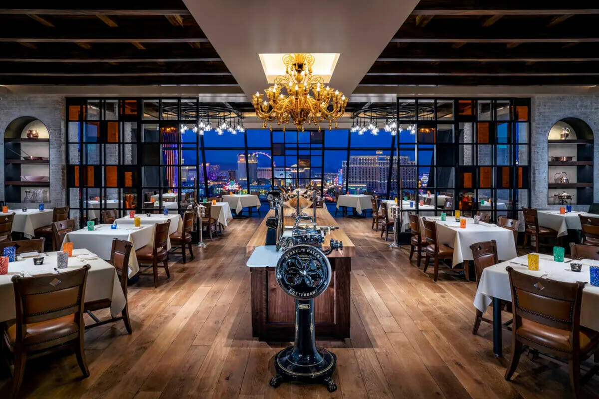 Vetri Cucina on the 56th floor of the Ivory Tower of the Palms near the Las Vegas Strip is seen ...