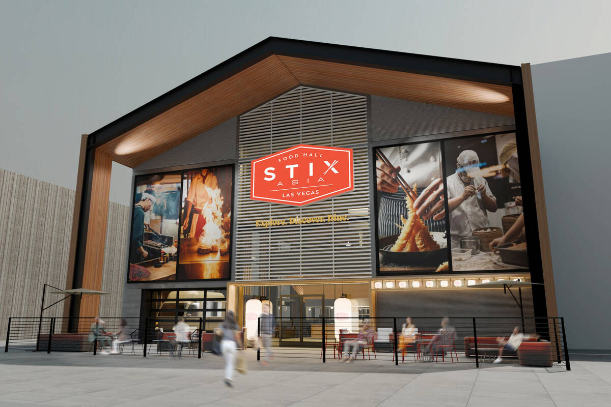 A rendering of the exterior of Stix Asia, the Asian food hall from Honolulu that is opening an ...