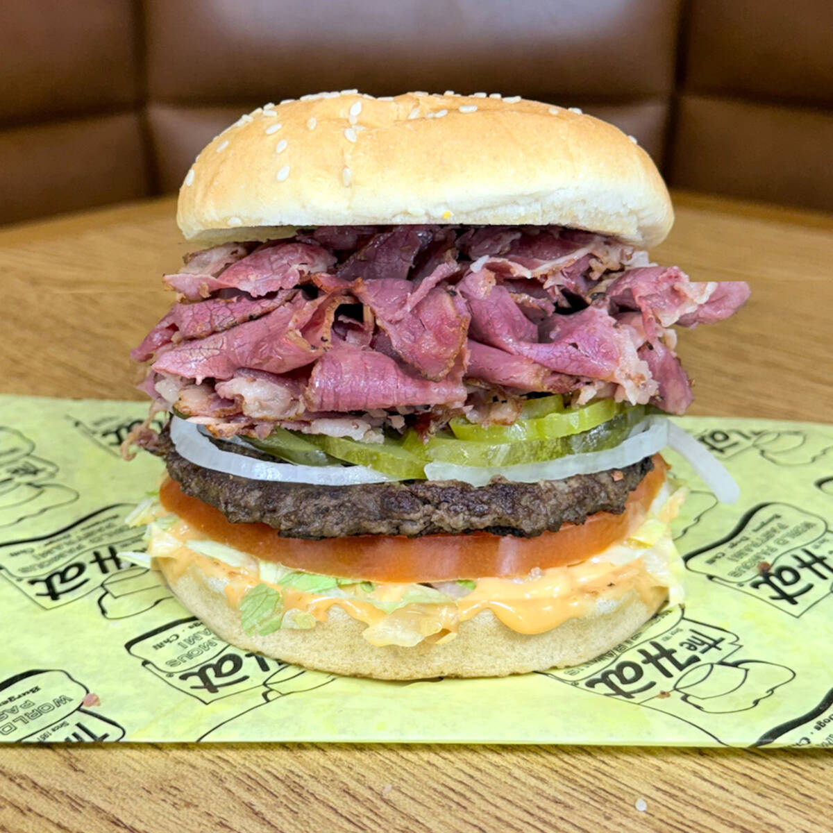 A pastrami burger from The Hat, the small Southern California restaurant group famed for its pa ...