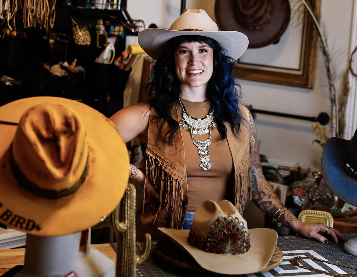 Desert Bird Hat Co owner Kelly Sokoloski poses for a photo Friday, Sept. 26, 2025 in Las Vegas. ...