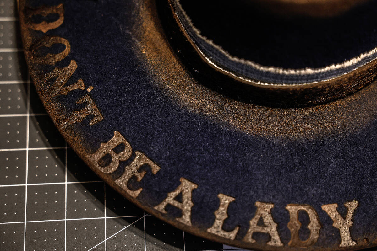 A custom made hat by Desert Bird Hat Co owner Kelly Sokoloski is seen Friday, Sept. 26, 2025 in ...