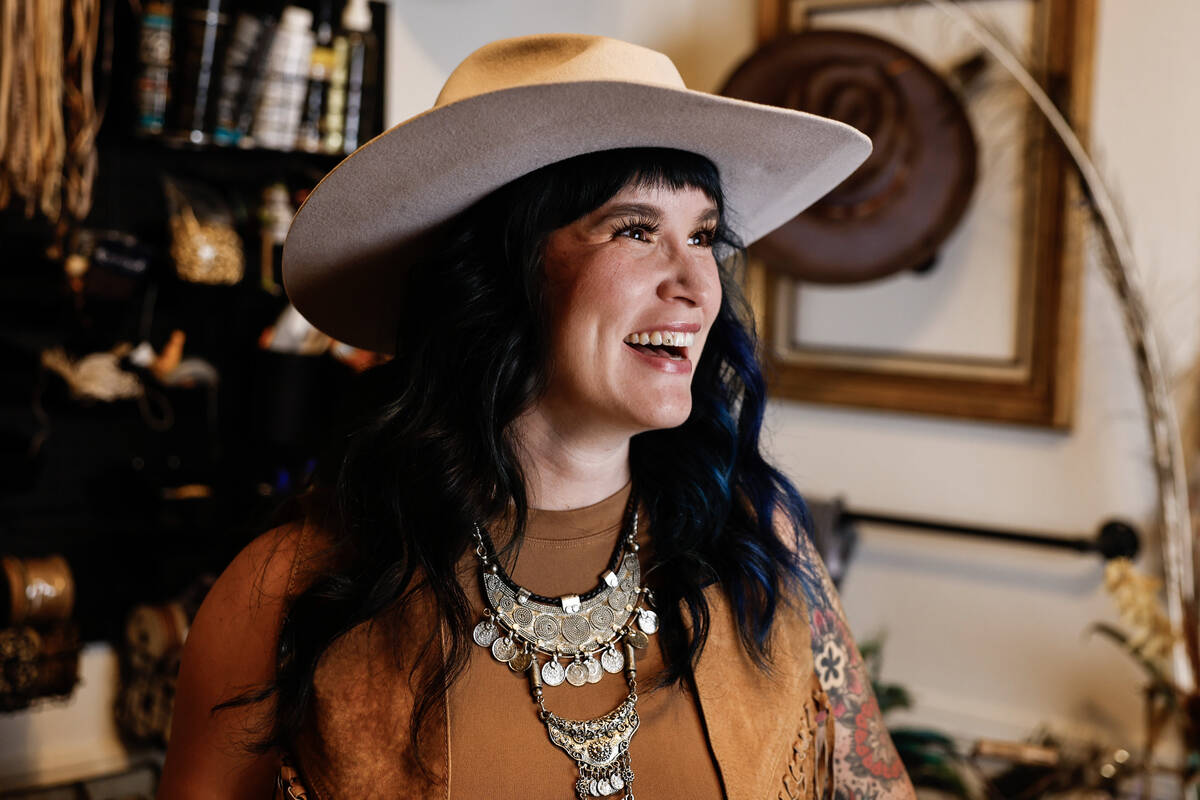 Desert Bird Hat Co owner Kelly Sokoloski poses for a photo Friday, Sept. 26, 2025 in Las Vegas. ...