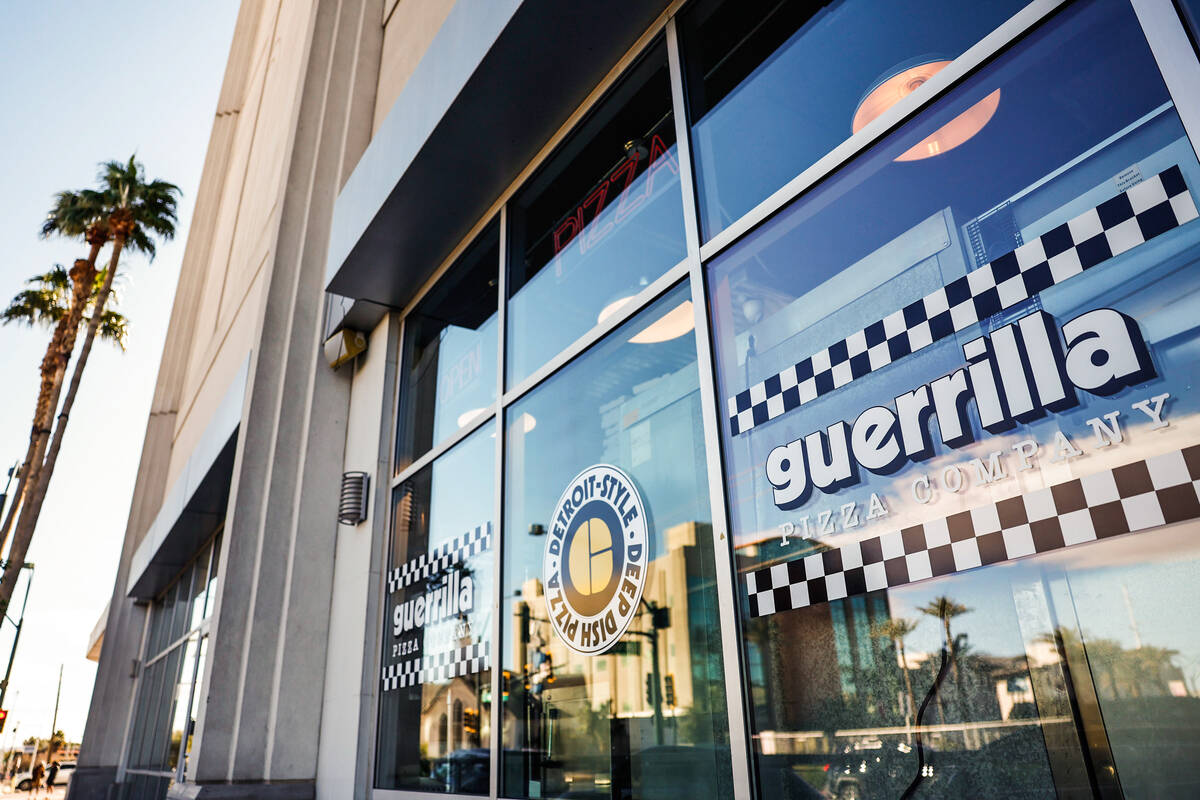 The exterior of Guerrilla Pizza is seen Wednesday, Dec. 3, 2025 in Las Vegas. (Benjamin Hager/L ...