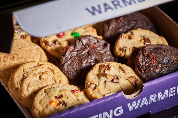 A 12-pack from Insomnia Cookies, the late-night bakery that opened a Henderson shop, its second ...