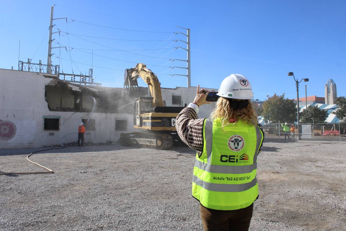 Hogs & Heifers Saloon owner Michelle Dell captures video of the demolition of the old Victory M ...