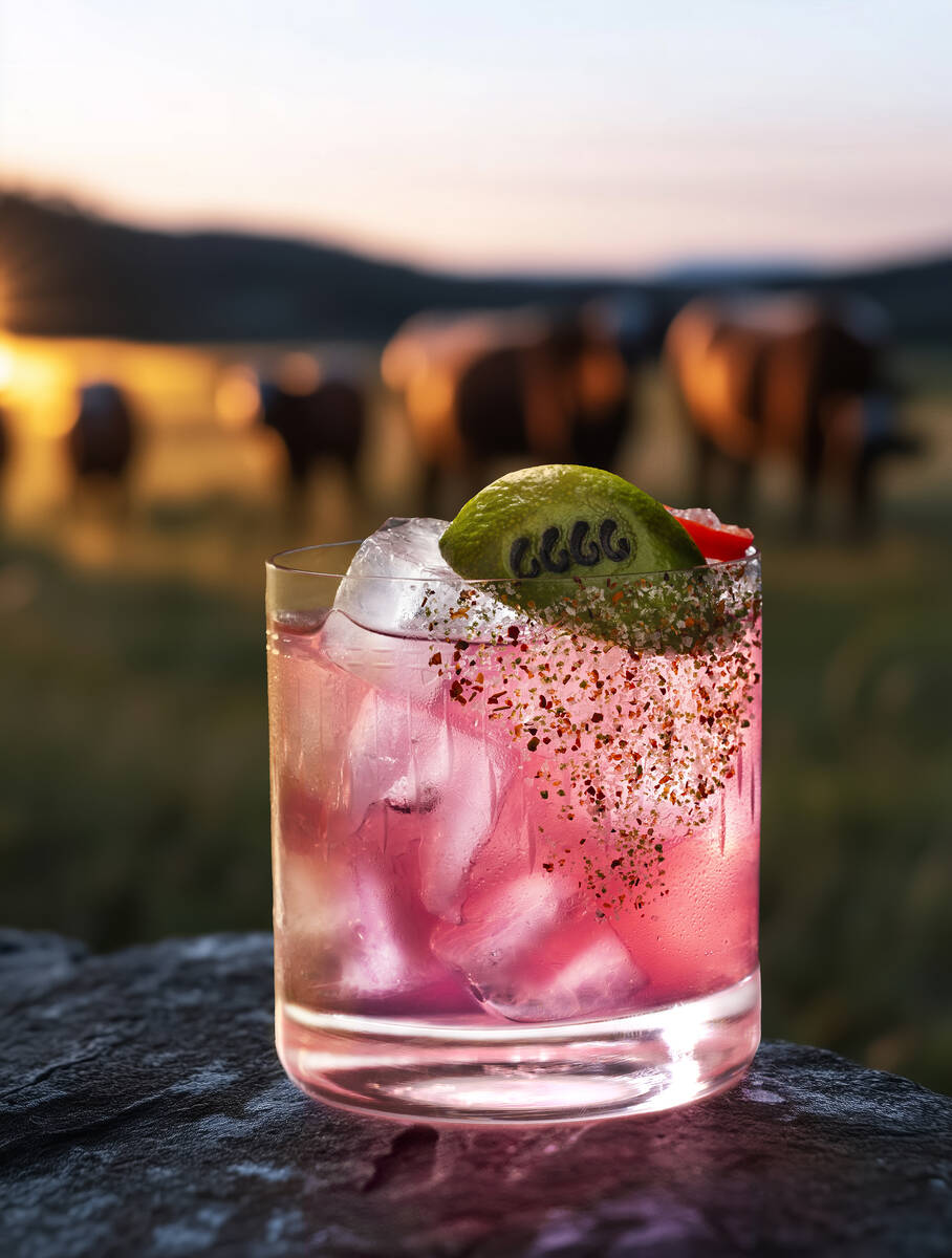 A spicy Honky Tonk margarita convenes reposado tequila, jalapeno, prickly pear, lime and agave ...