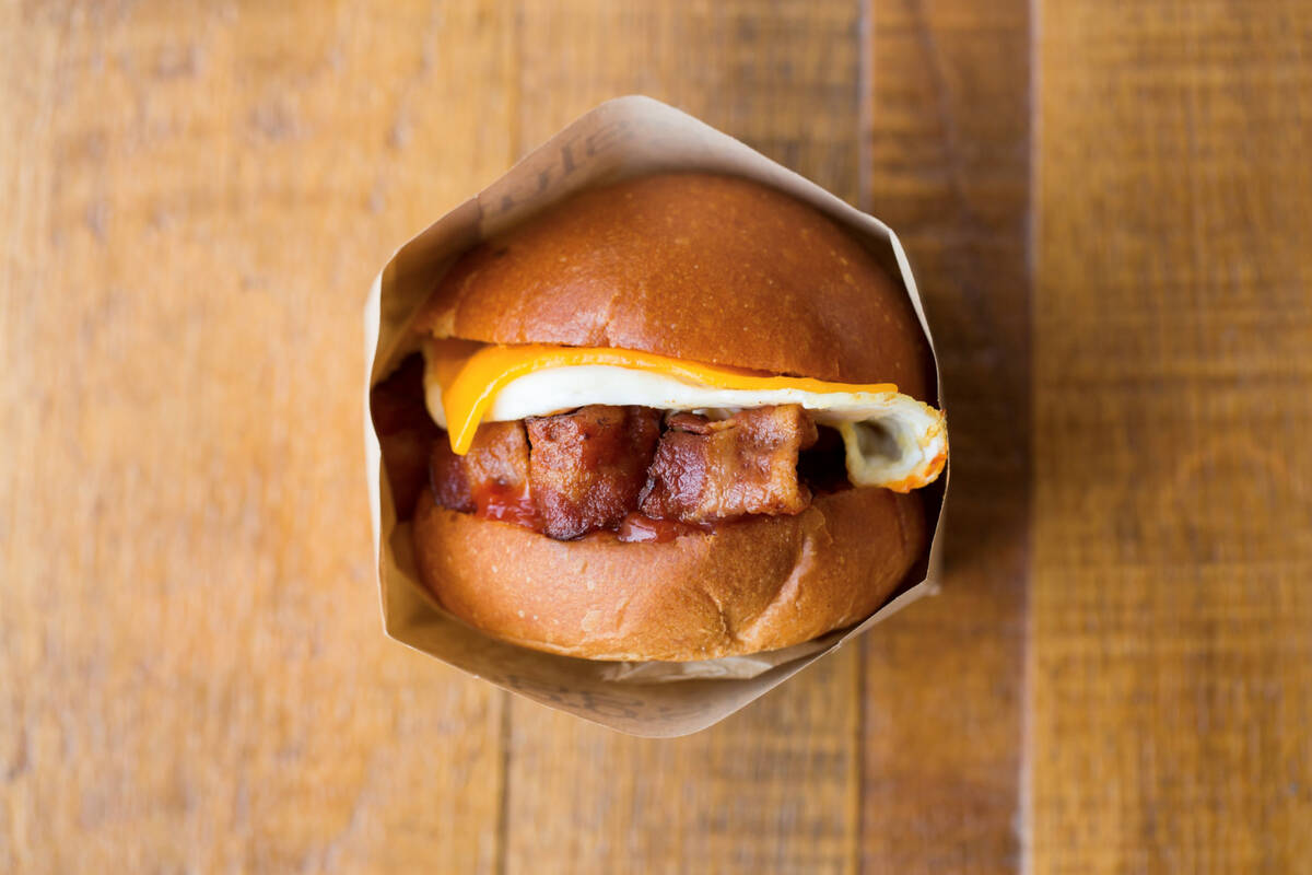 A bacon, egg and cheese sandwich from Eggslut, which is set to open its second Las Vegas locati ...