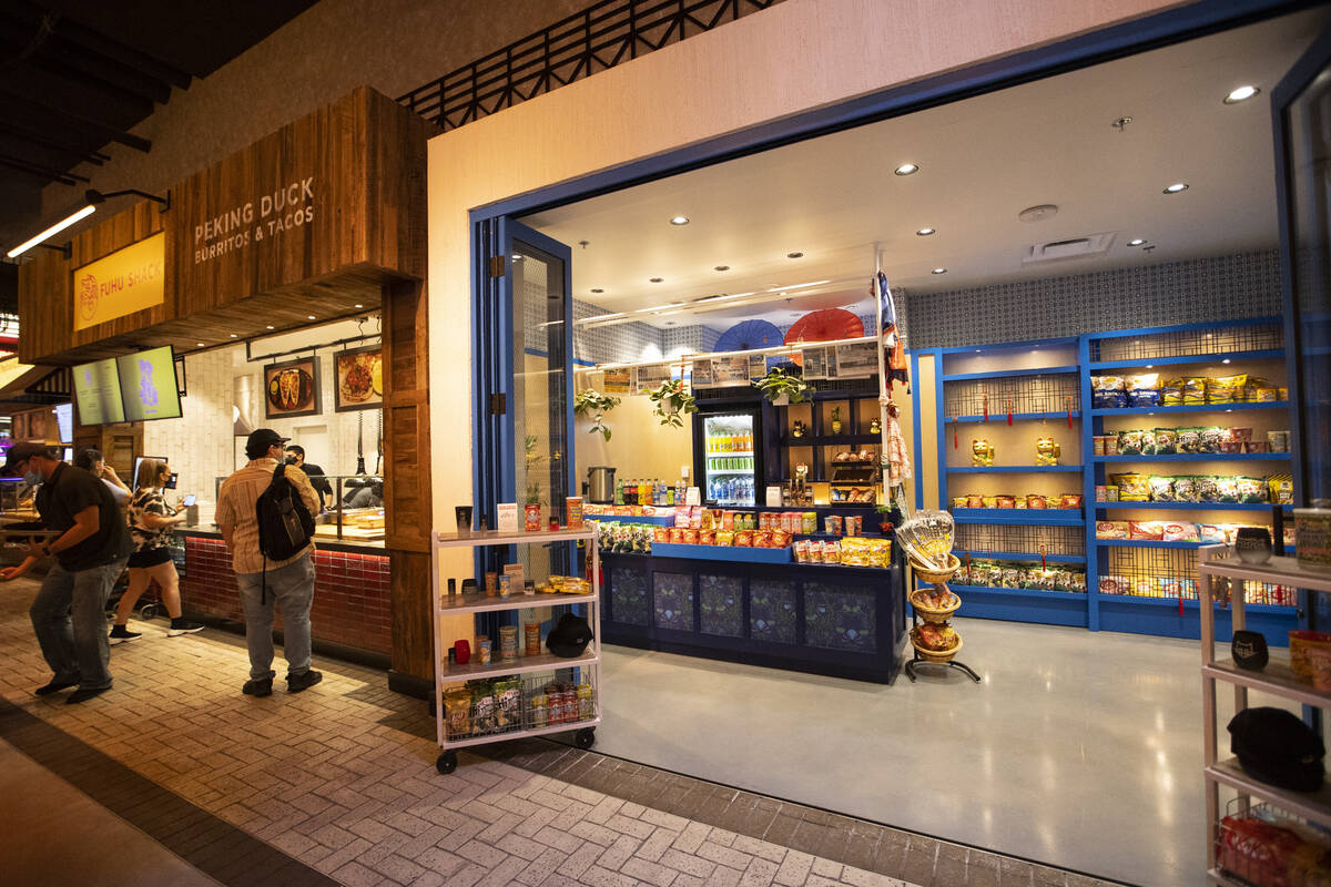 The entrance to the Resorts World Las Vegas speakeasy Here Kitty Kitty Vice Den, in Las Vegas, ...