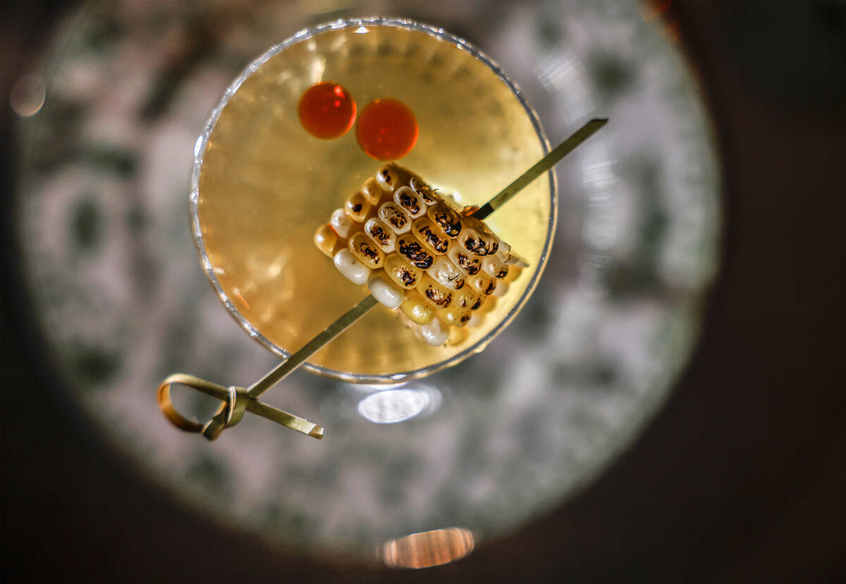 A miso kitsune kiss cocktail is photographed in The Dark Arts room at Grey Witch Tuesday, Nov. ...