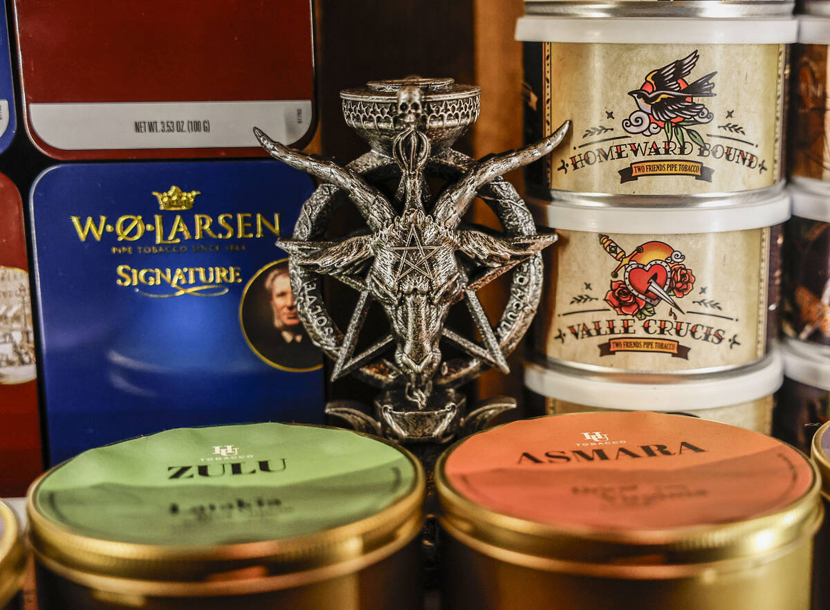 Various tobacco products and decorations are photographed at The Dark Arts room at Grey Witch T ...