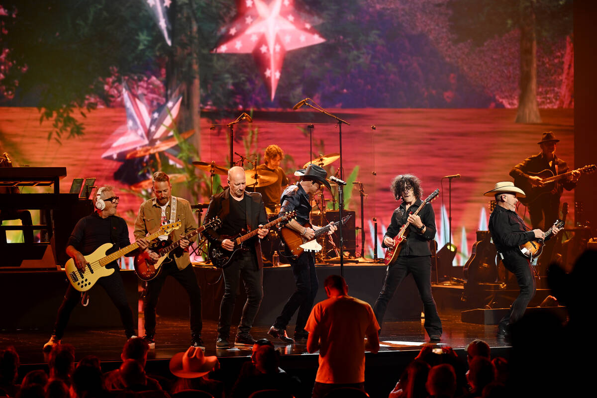 Tim McGraw is shown in his opener at the Colosseum at Caesars Palace on Thursday, Dec. 4, 2025. ...