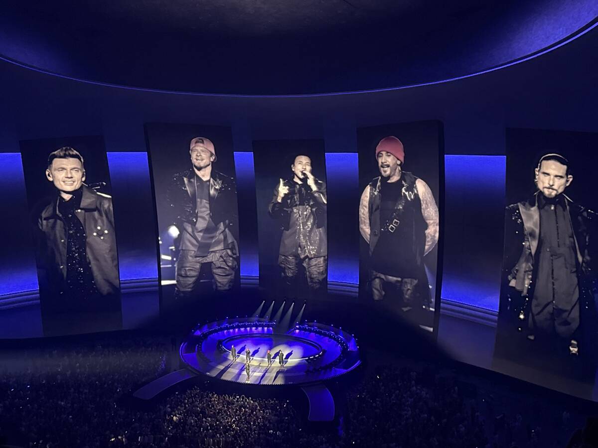 A scene from opening night of Backstreet Boys' "Into The Millennium" at Sphere on Friday, July ...