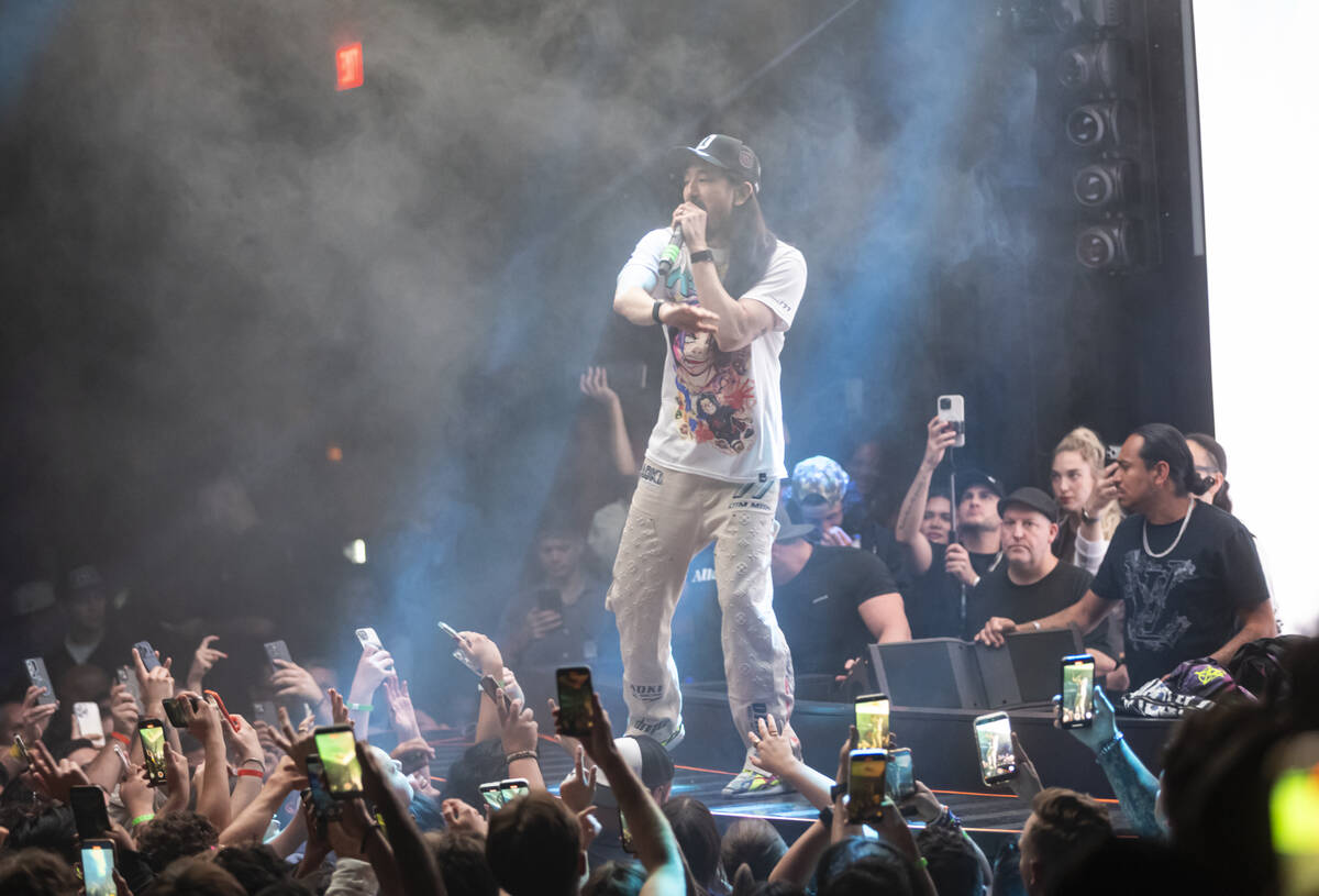 Steve Aoki performs at Marquee Nightclub at The Cosmopolitan on Tuesday, Oct. 14, 2025, in Las ...