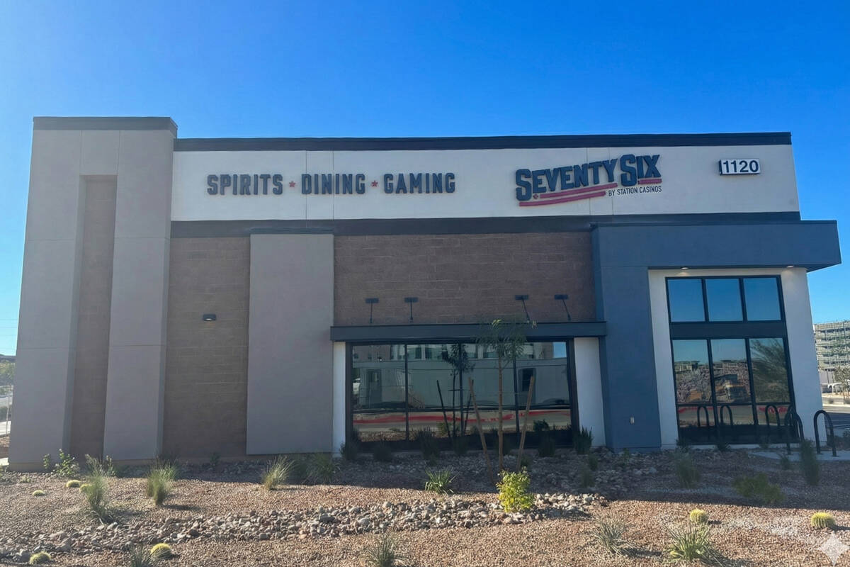 The exterior of Seventy Six by Station Casinos tavern, set to open in Henderson in January 2026 ...