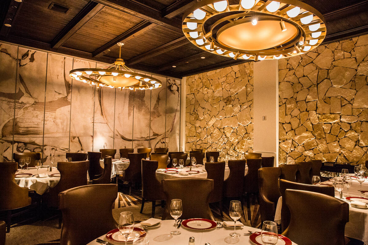 The dining room of Delmonico Steakhouse, from celebrated chef Emeril Lagasse, in The Venetian o ...