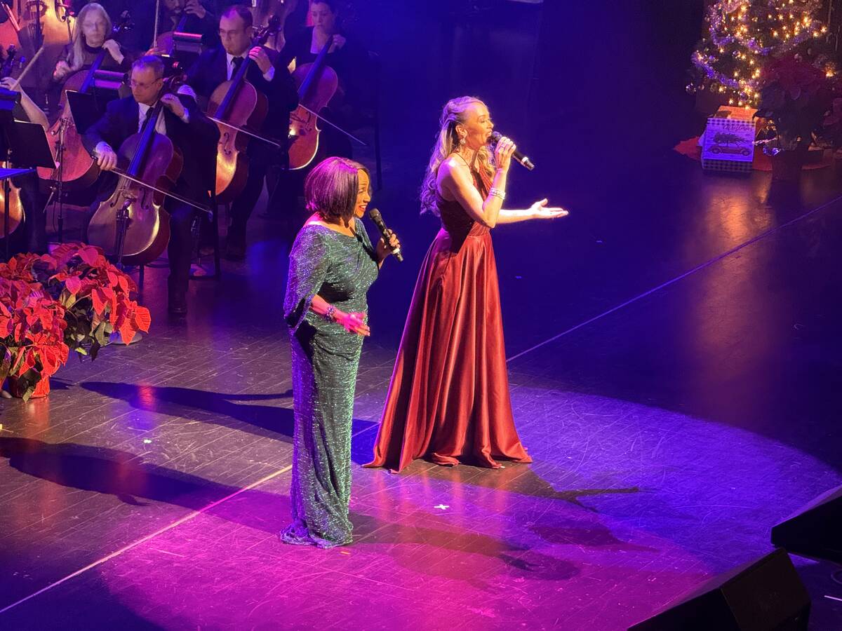 Ellie Smith and Cedclia Violetta Lopez sing “The Prayer” at "A Very Vegas Christmas" at Rey ...