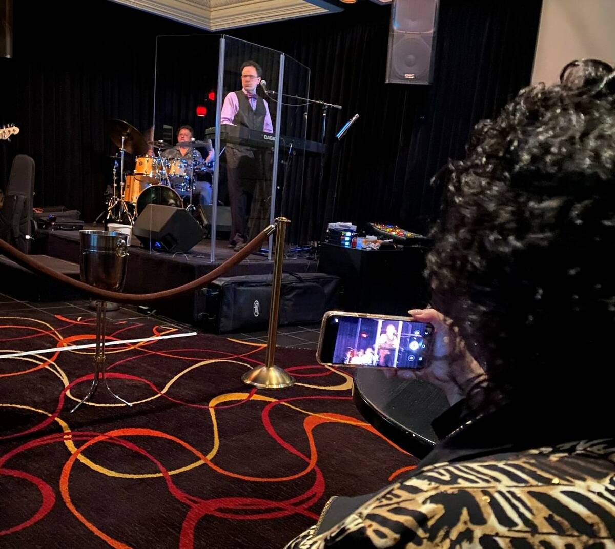 Kenny Davidsen is recorded by his mother, Rita Davidsen, at Tuscany Suites' Piazza lounge on Fr ...