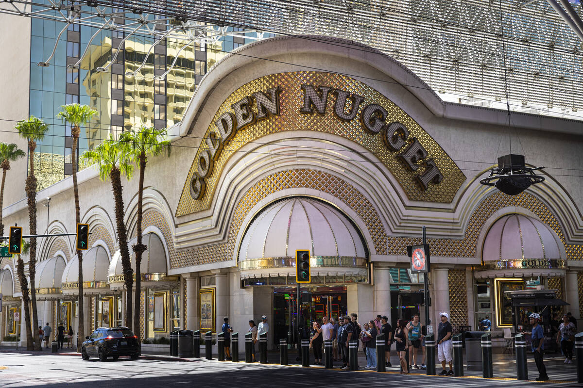 An exterior view of the Golden Nugget is seen at Casino Center Boulevard and the Fremont Street ...